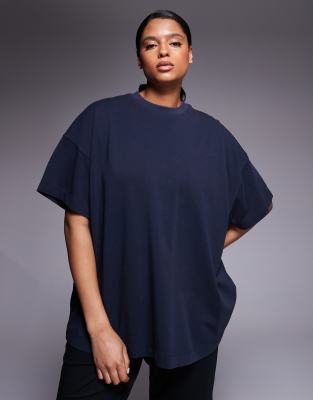 4505 Curve Icon Heavyweight Cotton Oversized T-shirt With Quick Dry Finish In Blue