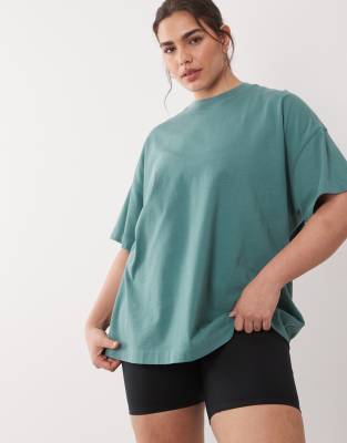 4505 Curve Icon Heavyweight Cotton Oversized T-shirt With Quick Dry Finish In Green
