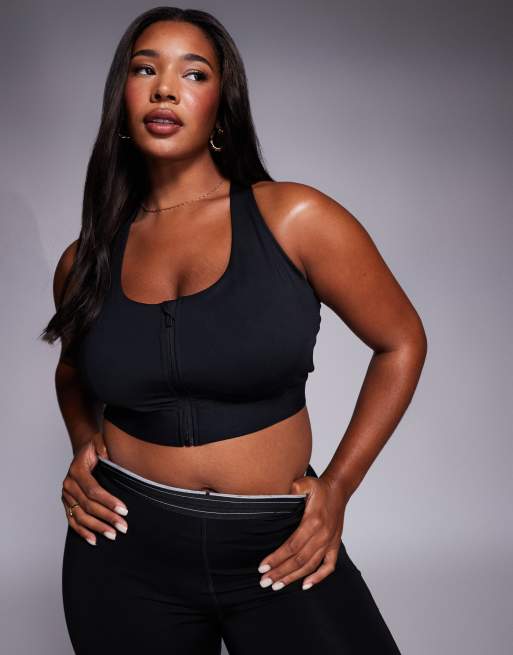 4505 Curve Icon high support zip front sports bra with adjustable straps and removable padding in black 
