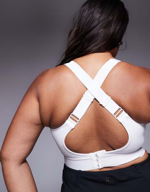 4505 Curve Icon high support zip front sports bra with adjustable straps and removable padding in white , 2 of 4