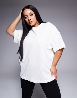 4505 Curve - Icon - Kastenförmiges, schweres T-Shirt aus Baumwolle mit schnelltrocknendem Finish in Wollweiß