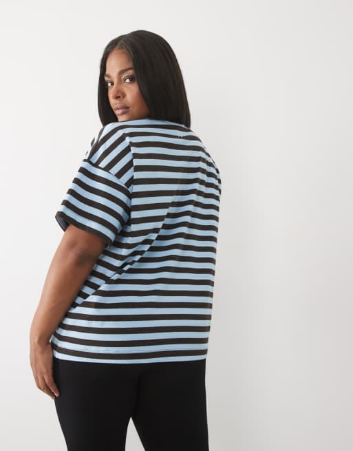 4505 Curve Icon kraftig bomullsoversize-t-shirt med snabbtorkande finish i randigt, 3 av 4