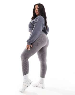 4505 Curve - Icon - Leggings da palestra grigio slavato a coste senza cuciture 