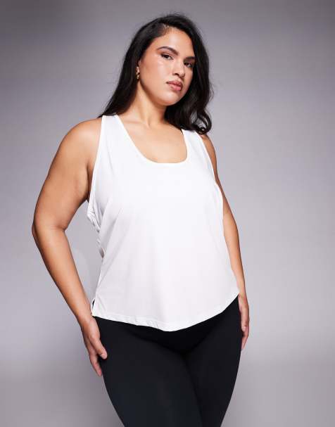 4505 Curve Icon lightweight throw on quick dry performance tank top in white - view 1