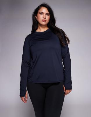 4505 Curve Icon Long Sleeve Quick Dry Running Top In Blue