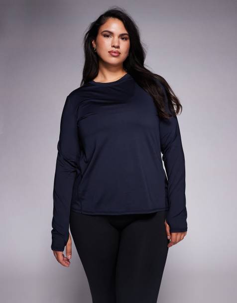 4505 Curve Icon long sleeve quick dry running top in navy - view 1