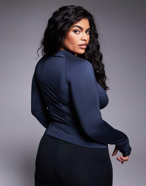 4505 Curve - Icon - Marineblå træningstop med lange ærmer i slim fit , 3 af 4