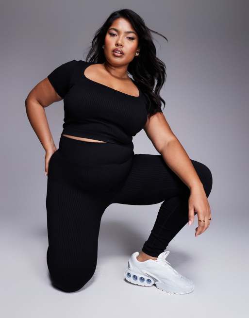 4505 Curve – Icon – Nahtlose, gerippte Sport-Leggings in Schwarz , 3 von 5
