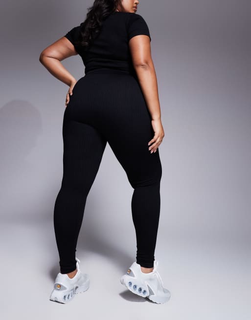 4505 Curve – Icon – Nahtlose, gerippte Sport-Leggings in Schwarz , 4 von 5
