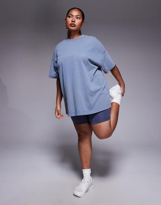 4505 Curve – Icon – Niebieski T-shirt sportowy o pudełkowym kroju oversize z grubego, szybkoschnącego materiału