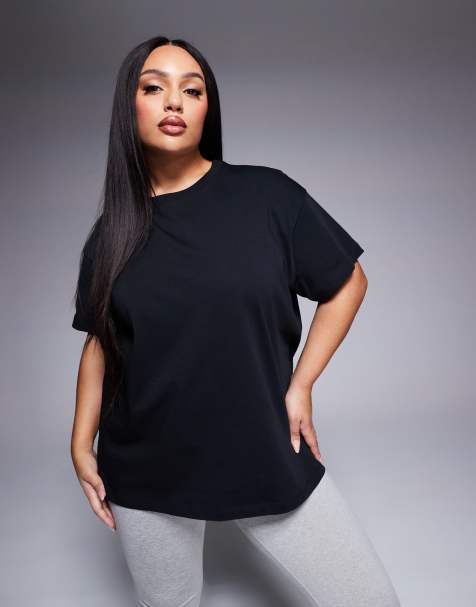4505 Curve – Icon – Oversize-T-Shirt aus Baumwolle mit schnelltrocknendem Finish in Schwarz  - view 1