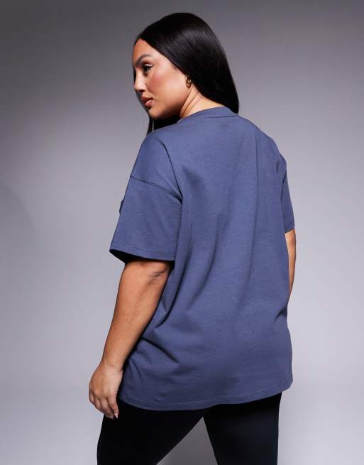 4505 Curve Icon oversized cotton t-shirt with quick dry finish in navy , 3 of 4