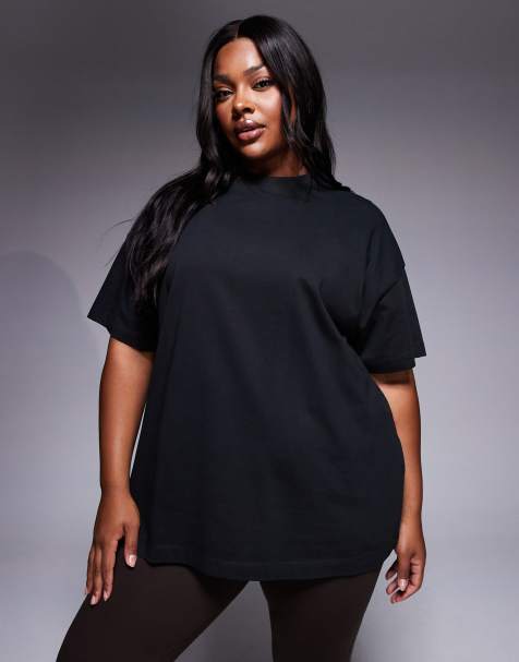 4505 - Curve - Icon - Oversized T-shirt van zwaar sneldrogend katoen in zwart met wassing - view 1