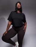 [ASOS] 4505 Curve Icon quick dry performance cropped boxy t-shirt in black 26 Black