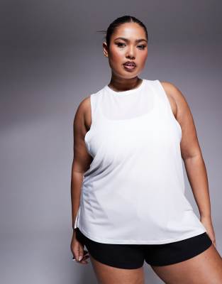 4505 Curve Icon Quick Dry Performance Drop Armhole Tank Top In White