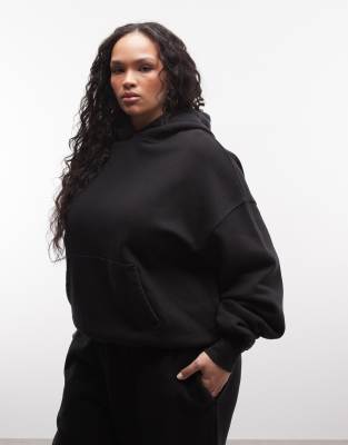 4505 Curve - Icon - Rest Day - Schwerer Oversize-Kapuzenpullover aus Baumwolle in verwaschenem Schwarz mit Kokonschnitt,...