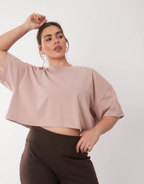 4505 Curve – Icon – Schweres Cropped-T-Shirt aus Baumwolle in verwaschenem Rosa mit schnelltrocknendem Finish - view 1