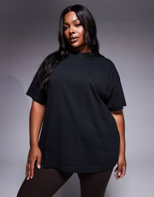 4505 Curve - Icon - Schweres Oversize-T-Shirt aus Baumwolle in verwaschenem Schwarz mit schnell trocknendem Finish