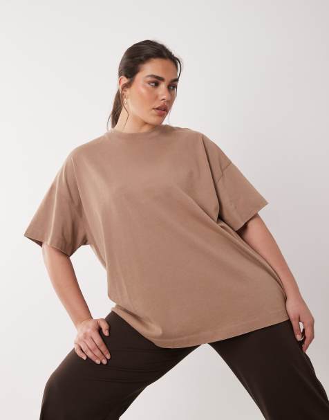 4505 Curve – Icon – Schweres Oversize-T-Shirt aus schnelltrocknender Baumwolle in verwaschenem Rehbraun - view 1