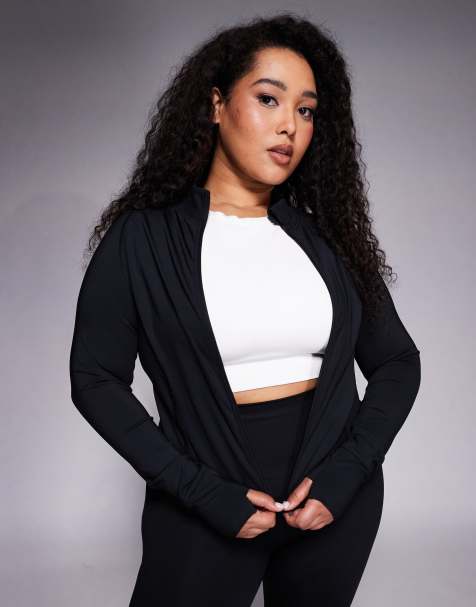 4505 Curve Icon sculpting zip up long sleeve jacket in black
