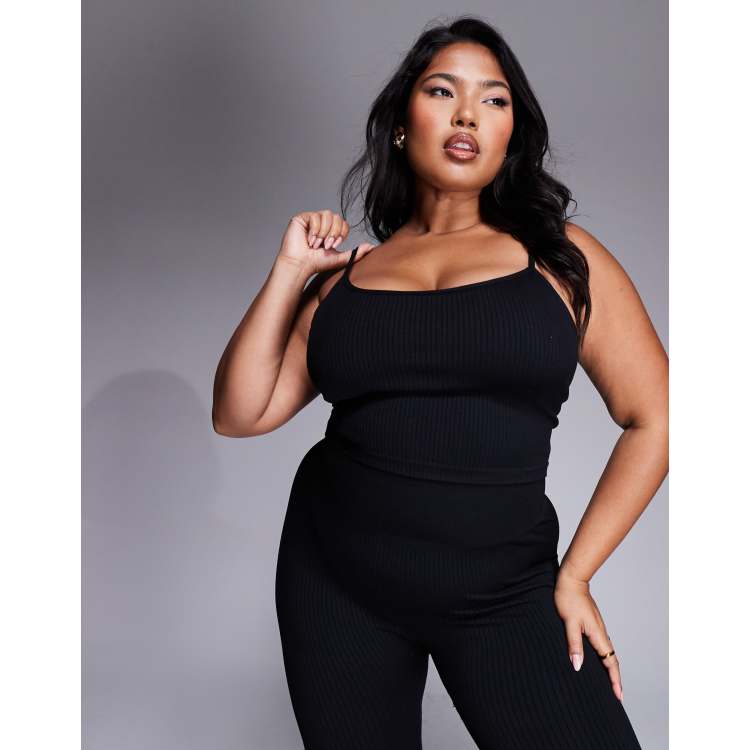 4505 Curve Icon seamless rib knit yoga tank top with shelf bra in