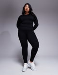 [ASOS] 4505 Curve Icon seamless rib long sleeve top in black 2XL Black