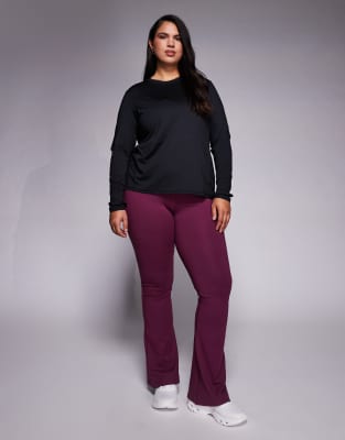 4505 4505 Curve Icon soft touch high waist slim kick yoga legging in burgundy-Purple