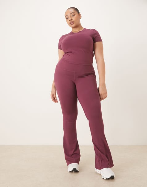 4505 Curve Icon soft touch high waist slim kick yoga legging in burgundy - view 1