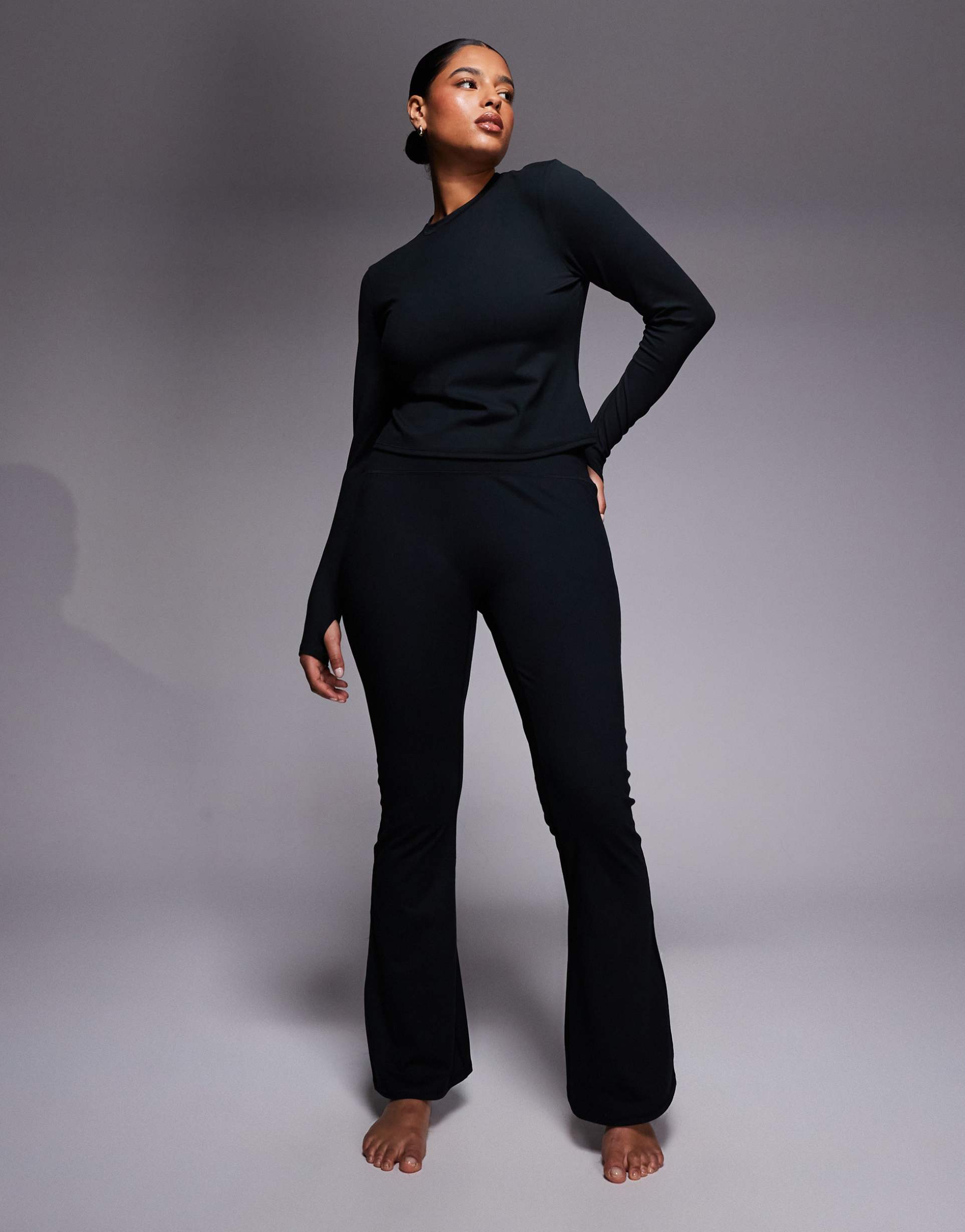 4505 curve icon soft touch high waist slim kick yoga leggings in black