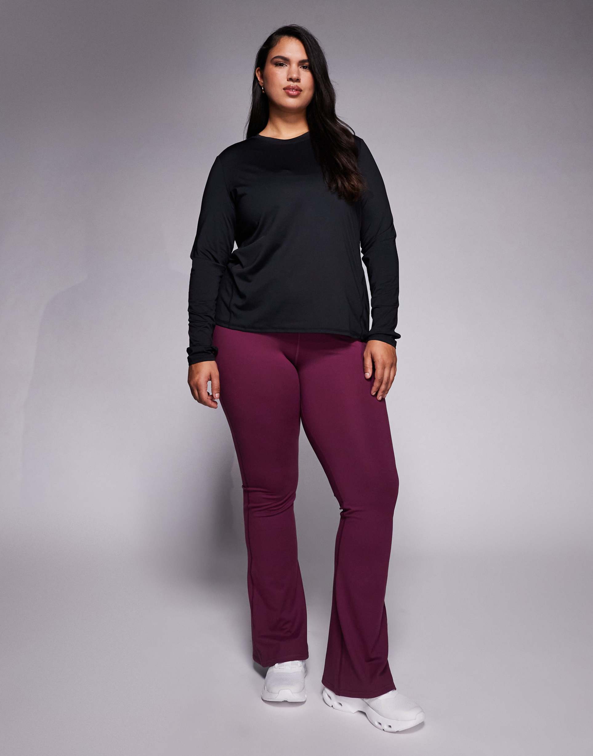 4505 curve icon soft touch high waist slim kick yoga leggings in burgundy