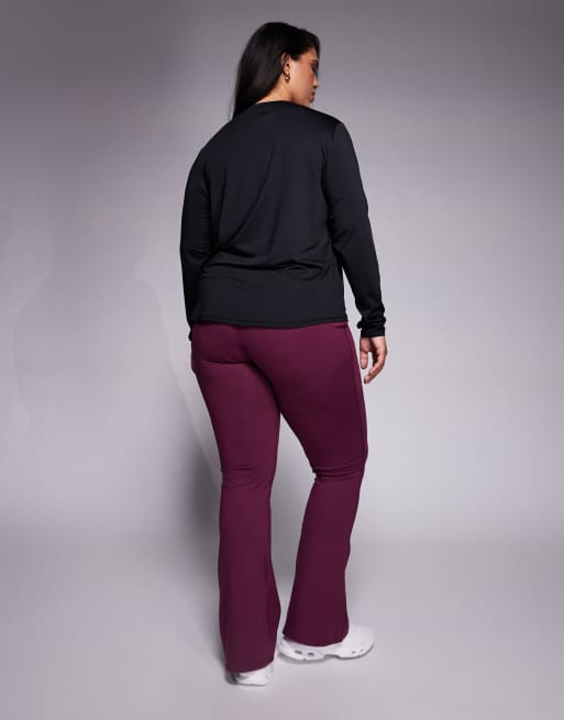 4505 Curve Icon soft touch high waist slim kick yoga leggings in burgundy