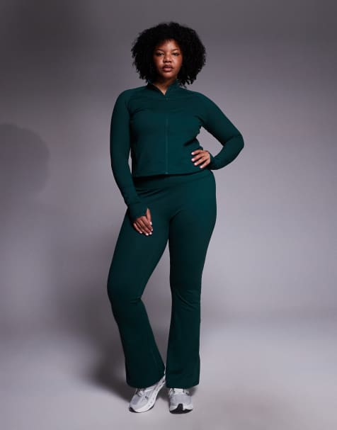 4505 Curve Icon soft touch high waist slim kick yoga leggings in evergreen - view 1