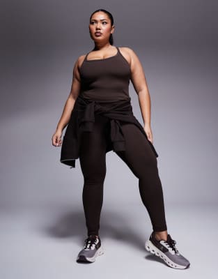 4505 4505 Curve Icon soft touch high waist yoga legging in chocolate-Brown