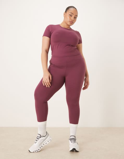 4505 Curve Icon soft touch high waist yoga leggings in burgundy - view 1