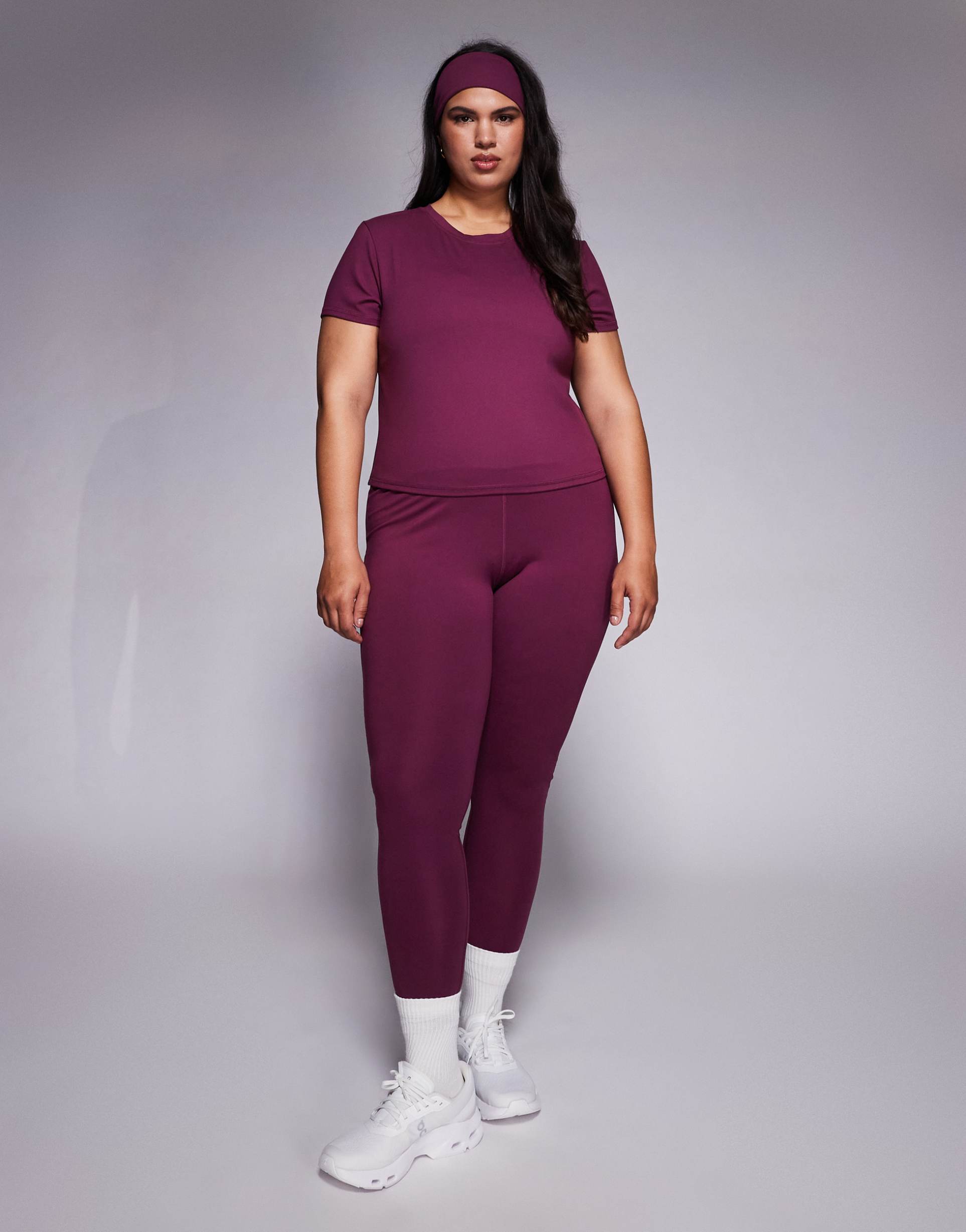 4505 curve icon soft touch high waist yoga leggings in burgundy