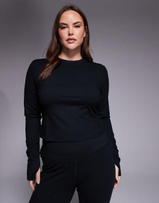 4505 Curve Icon Soft Touch Performance Long Sleeve Baby T-shirt In Black