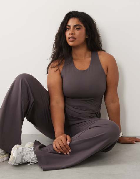 4505 Curve Icon soft touch racer back singlet with inner bra and removable padding in storm grey - view 1