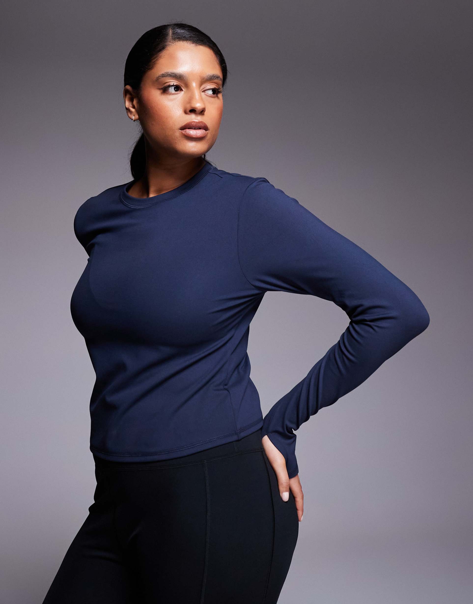 4505 curve icon soft touch studio long sleeve baby t-shirt in midnight navy