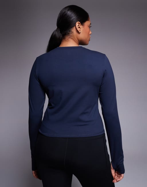 4505 Curve Icon soft touch studio long sleeve baby t-shirt in midnight navy, 4 of 4