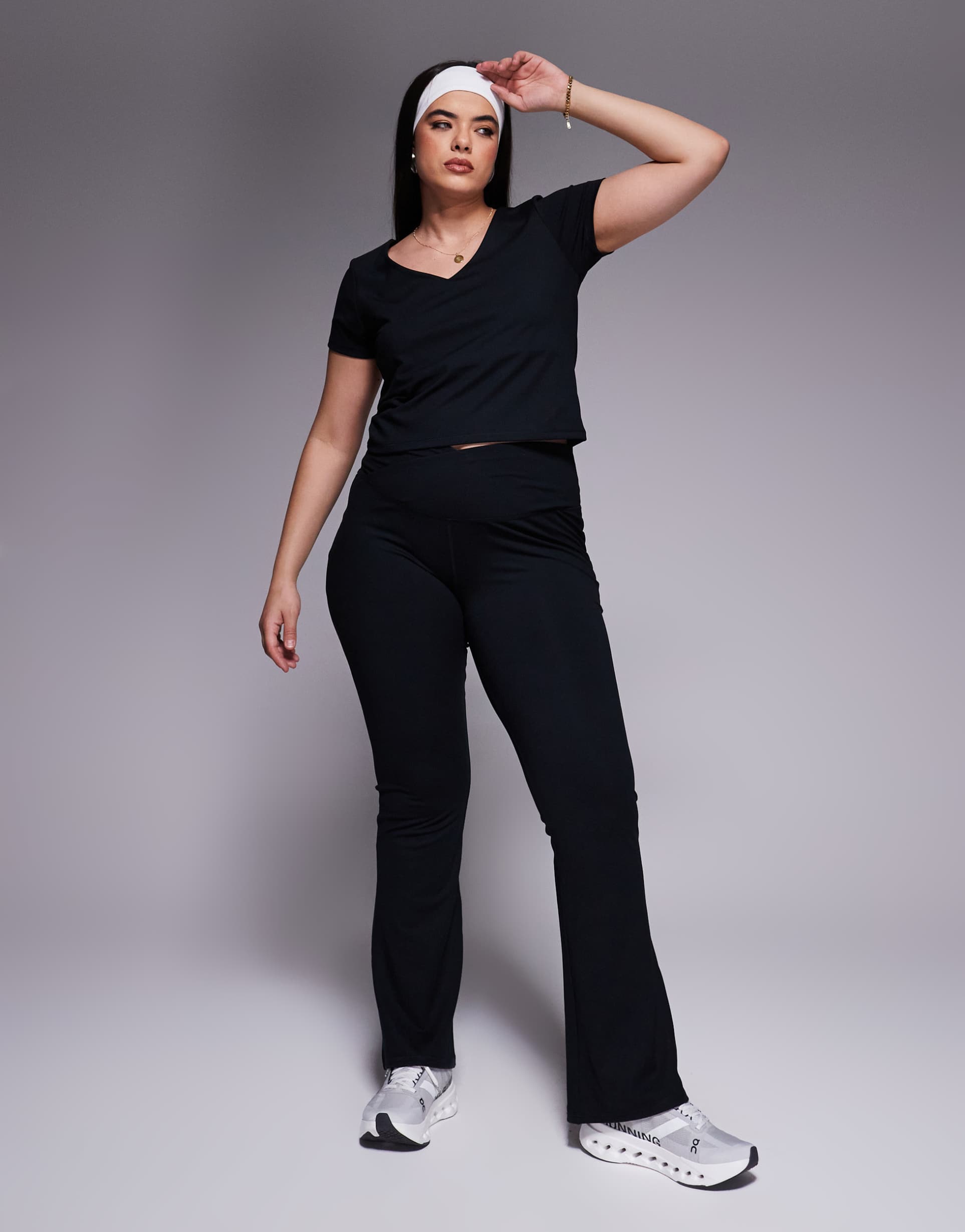 4505 curve icon soft touch v neck performance baby t-shirt in black