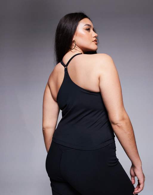 4505 Curve Icon soft touch yoga cami with inner bra and adjustable straps in black, 4 of 4