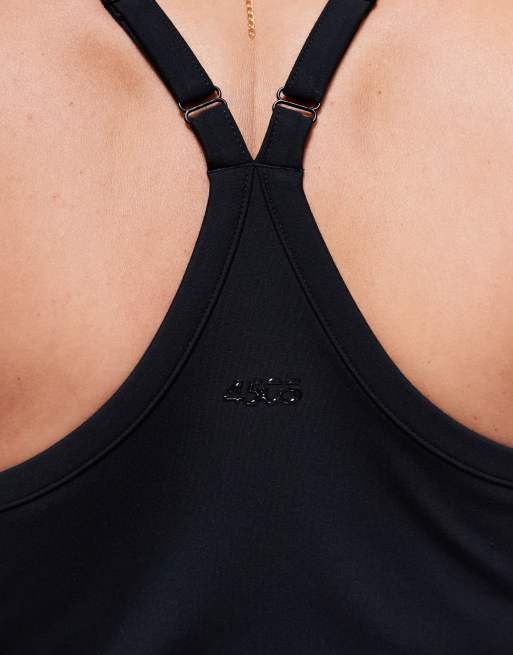 4505 Curve Icon soft touch yoga cami with inner bra and adjustable straps in black, 3 of 4