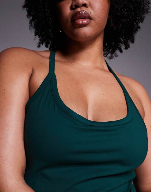 4505 Curve Icon soft touch yoga cami with inner bra and adjustable straps in evergreen, 3 of 4