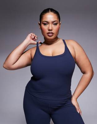 4505 Curve Icon soft touch yoga cami with inner bra in midnight navy