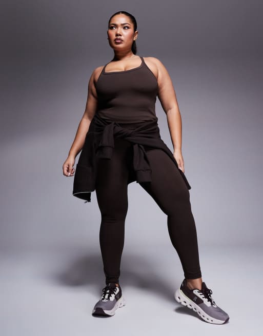 4505 Curve Icon soft touch yoga gym legging in chocolate 