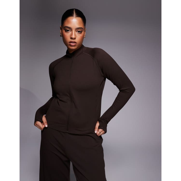 4505 Curve Icon soft touch zip up long sleeve performance top in