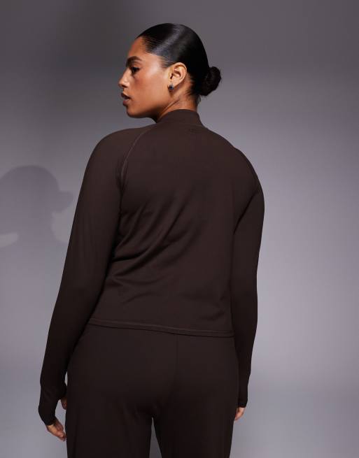 4505 Curve Icon soft touch zip up long sleeve performance top in