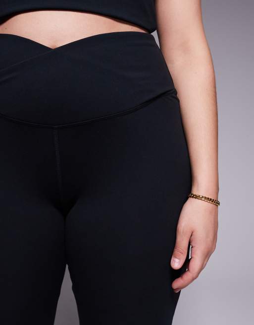 4505 Curve - Icon - Sorte bløde slim-yogaleggings med svaj og slå-om-design i taljen, 3 af 5