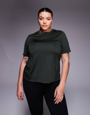 4505 Curve - Icon - Sport-T-Shirt aus schnell trocknendem Material in Dunkelkhaki-Grün