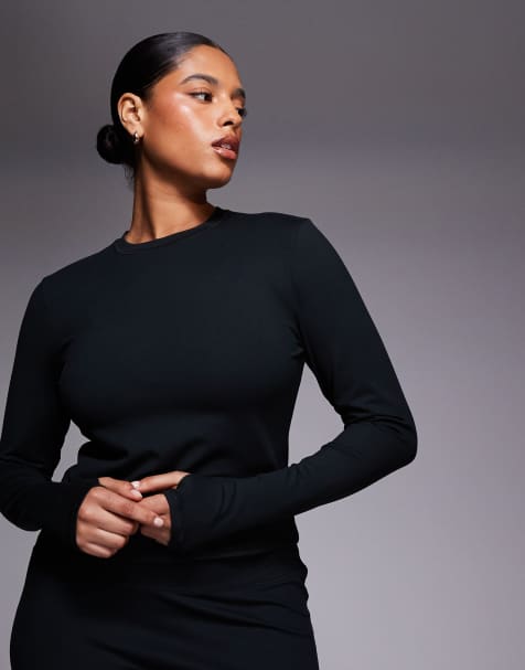 4505 Curve – Icon – Studio – Svart, mjuk och krympt t-shirt med långa ärmar - view 1